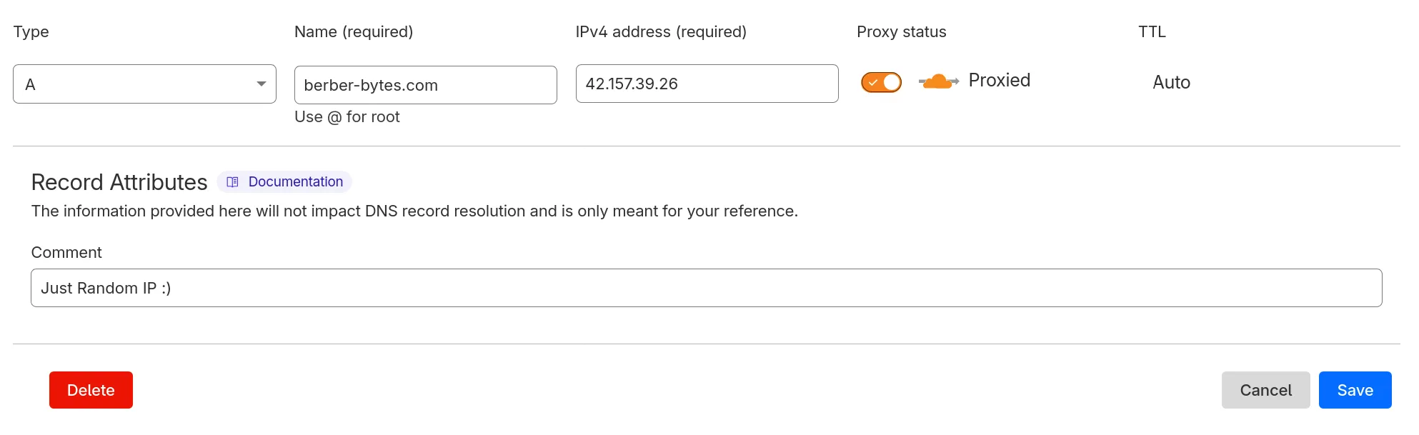 A DNS record