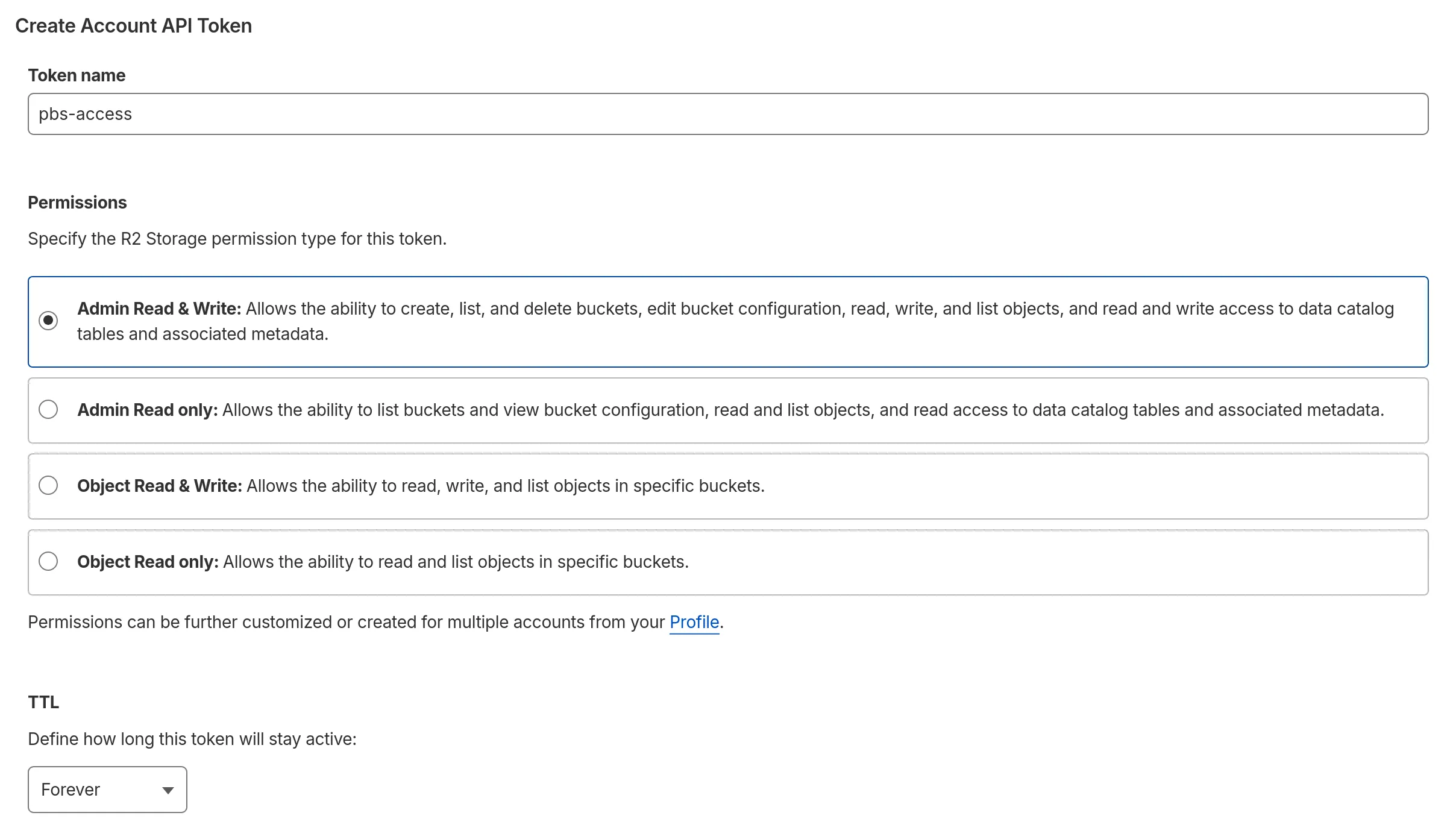 Create a api token for proxmox backups server
